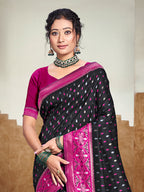 Sangam Prints Black  Silk Woven Work Traditional Saree - Distacart