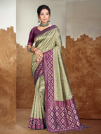 Sangam Prints Olive Green Silk Woven Work Traditional Saree - Distacart