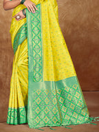 Sangam Prints Yellow Silk Woven Work Traditional Saree - Distacart