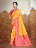 Sangam Prints Mustard Yellow Silk Woven Work Traditional Saree - Distacart