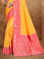 Sangam Prints Mustard Yellow Silk Woven Work Traditional Saree - Distacart