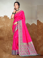 Sangam Prints Pink Silk Woven Work Traditional Saree - Distacart