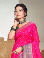 Sangam Prints Pink Silk Woven Work Traditional Saree - Distacart
