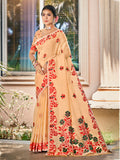 Sangam Prints Peach  Linen Woven Work Traditional Saree - Distacart