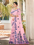 Sangam Prints Mauve Linen Woven Work Traditional Saree - Distacart
