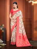 Sangam Prints Beige Cotton Silk With Meena Woven Work Traditional Saree - Distacart