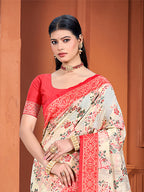 Sangam Prints Beige Cotton Silk With Meena Woven Work Traditional Saree - Distacart