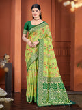 Sangam Prints Green Cotton Silk With Meena Woven Work Traditional Saree - Distacart