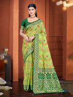 Sangam Prints Green Cotton Silk With Meena Woven Work Traditional Saree - Distacart