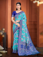Sangam Prints Blue  Cotton Silk With Meena Woven Work Traditional Saree - Distacart