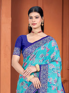 Sangam Prints Blue  Cotton Silk With Meena Woven Work Traditional Saree - Distacart