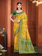 Sangam Prints Yellow Cotton Silk With Meena Woven Work Traditional Saree - Distacart