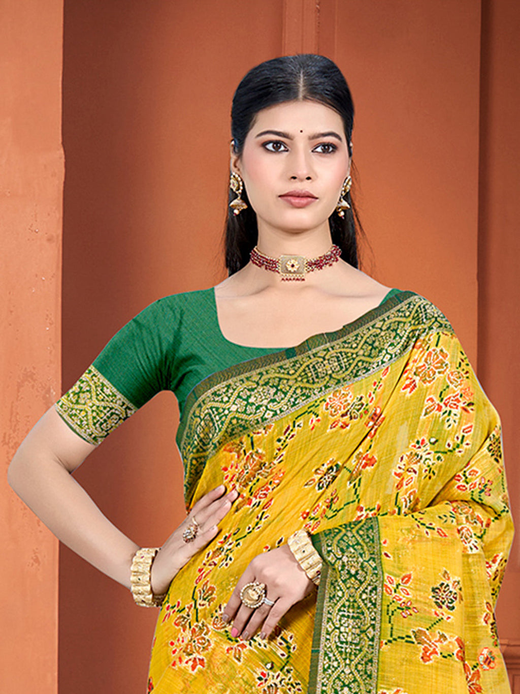 Sangam Prints Yellow Cotton Silk With Meena Woven Work Traditional Saree - Distacart