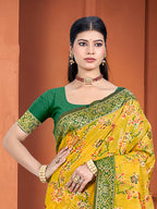 Sangam Prints Yellow Cotton Silk With Meena Woven Work Traditional Saree - Distacart