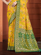 Sangam Prints Yellow Cotton Silk With Meena Woven Work Traditional Saree - Distacart