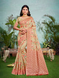 Sangam Prints Beige Cotton Silk With Meena Woven Work Traditional Saree - Distacart