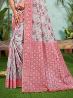 Sangam Prints Gray Cotton Silk With Meena Woven Work Traditional Saree - Distacart
