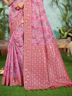 Sangam Prints Pink Cotton Silk With Meena Woven Work Traditional Saree - Distacart