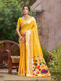 Sangam Prints Yellow Silk Woven Work Traditional Saree - Distacart