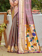 Sangam Prints Mauve  Silk Woven Work Traditional Saree - Distacart