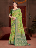 Sangam Prints Green Cotton Silk With Meena Woven Work Traditional Saree - Distacart