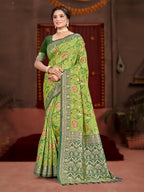 Sangam Prints Green Cotton Silk With Meena Woven Work Traditional Saree - Distacart