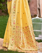 Sangam Prints Yellow Heavy Assam Silk Saree With Meena Woven Work Traditional Saree - Distacart