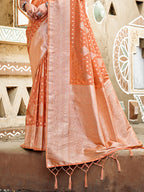 Sangam Prints Orange Assam Silk Woven Work Traditional Saree