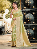 Sangam Prints Mint Green Assam Silk Woven Work Traditional Saree
