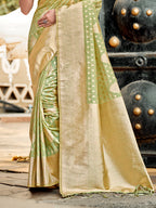 Sangam Prints Mint Green Assam Silk Woven Work Traditional Saree