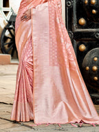 Sangam Prints Peach Assam Silk Woven Work Traditional Saree