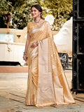 Sangam Prints Cream Assam Silk Woven Work Traditional Saree