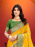 Sangam Prints Yellow Silk Woven Work Traditional Saree