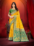 Sangam Prints Yellow Silk Woven Work Traditional Saree