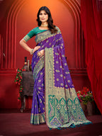 Sangam Prints Purple Silk Woven Work Traditional Saree
