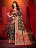 Sangam Prints Brown  Silk Woven Work Traditional Saree