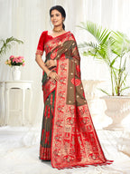 Sangam Prints Light Brown Silk Woven Work Traditional Saree
