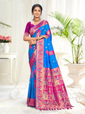 Sangam Prints Blue Silk Woven Work Traditional Saree