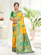 Sangam Prints Yellow Silk Woven Work Traditional Saree