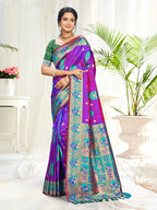 Sangam Prints Purple Silk Woven Work Traditional Saree