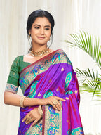 Sangam Prints Purple Silk Woven Work Traditional Saree