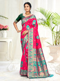Sangam Prints Rani Pink Silk Woven Work Traditional Saree