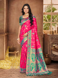 Sangam Prints Rani Pink Silk Woven Work Traditional Saree