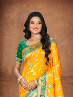 Sangam Prints Yellow Silk Woven Work Traditional Saree - Distacart