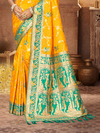 Sangam Prints Yellow Silk Woven Work Traditional Saree - Distacart