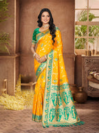 Sangam Prints Yellow Silk Woven Work Traditional Saree - Distacart