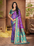 Sangam Prints Purple Silk Woven Work Traditional Saree - Distacart