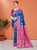 Sangam Prints Blue Silk Woven Work Traditional Saree - Distacart