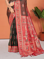 Sangam Prints Brown  Silk Woven Work Traditional Saree - Distacart