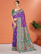 Sangam Prints Purple Silk Woven Work Traditional Saree - Distacart